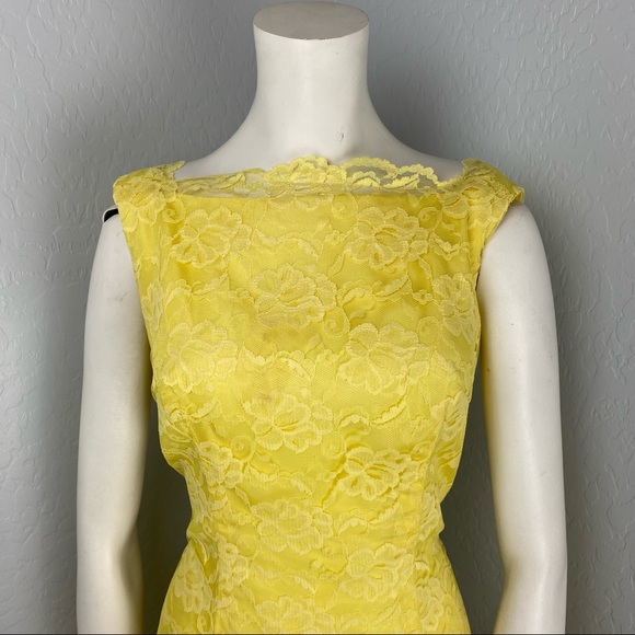 Vintage Yellow Lace Lilli Diamond Dress & Coat Set - Picture 6 of 10